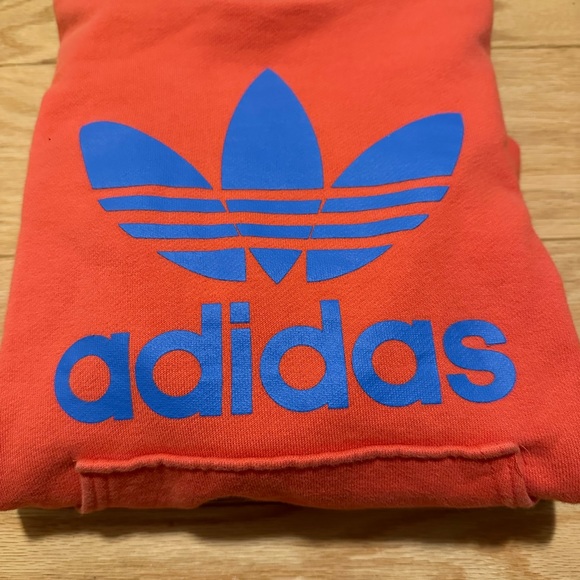 Light pink/salmon & blue ADIDAS hoodie - Picture 3 of 3